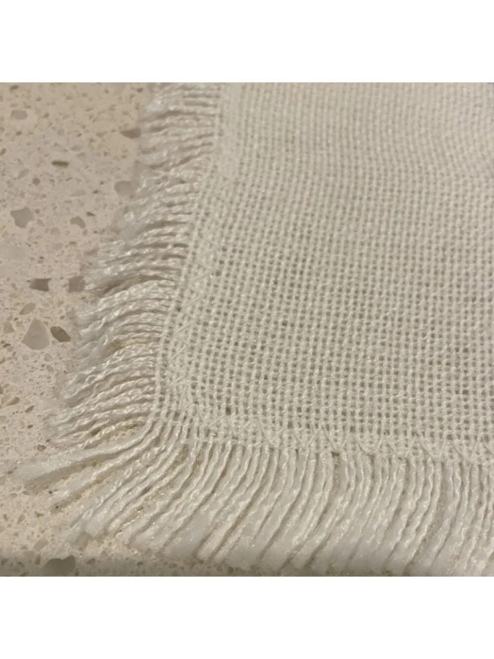 Set of 5 Vintage Square Floral Stitched Doilies Fringe Cream 12x12 Table Decor